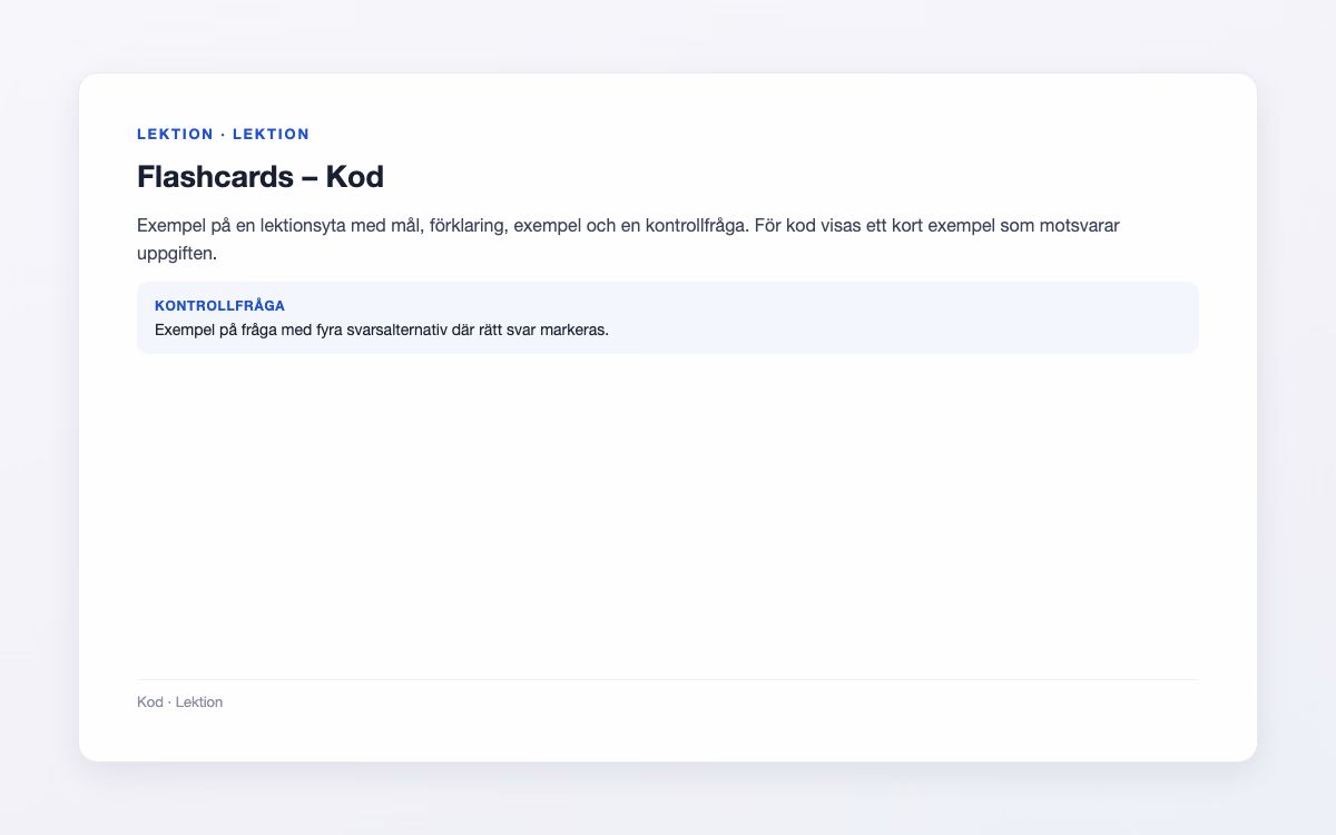 Exempelbild för Kod – Flashcards
