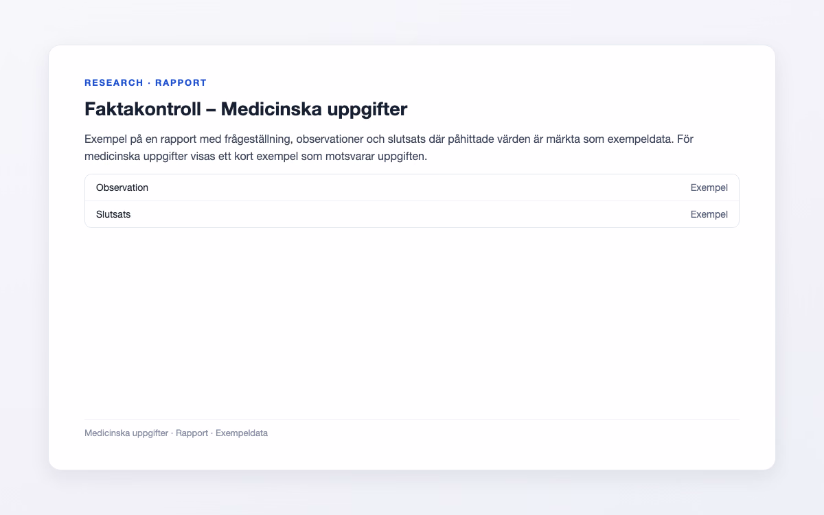 Exempelbild för Medicinska uppgifter – Faktakontroll