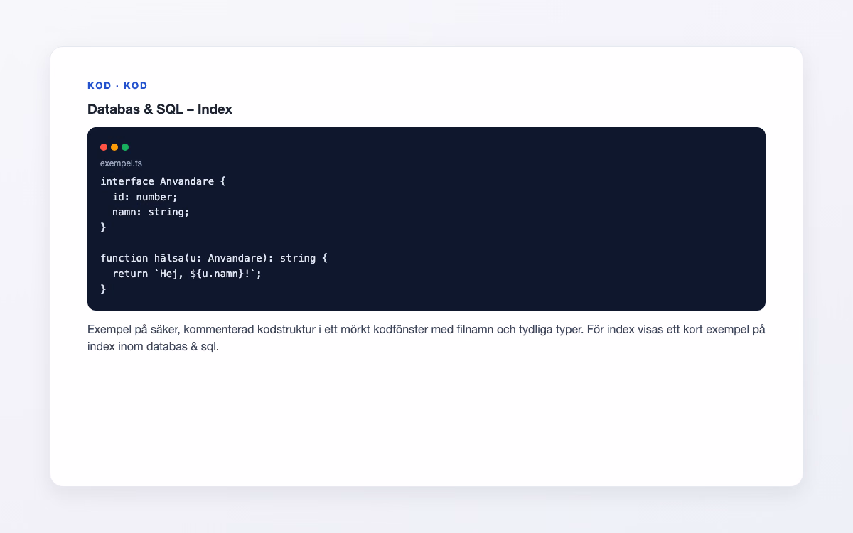 Exempelbild för Index – Databas & SQL