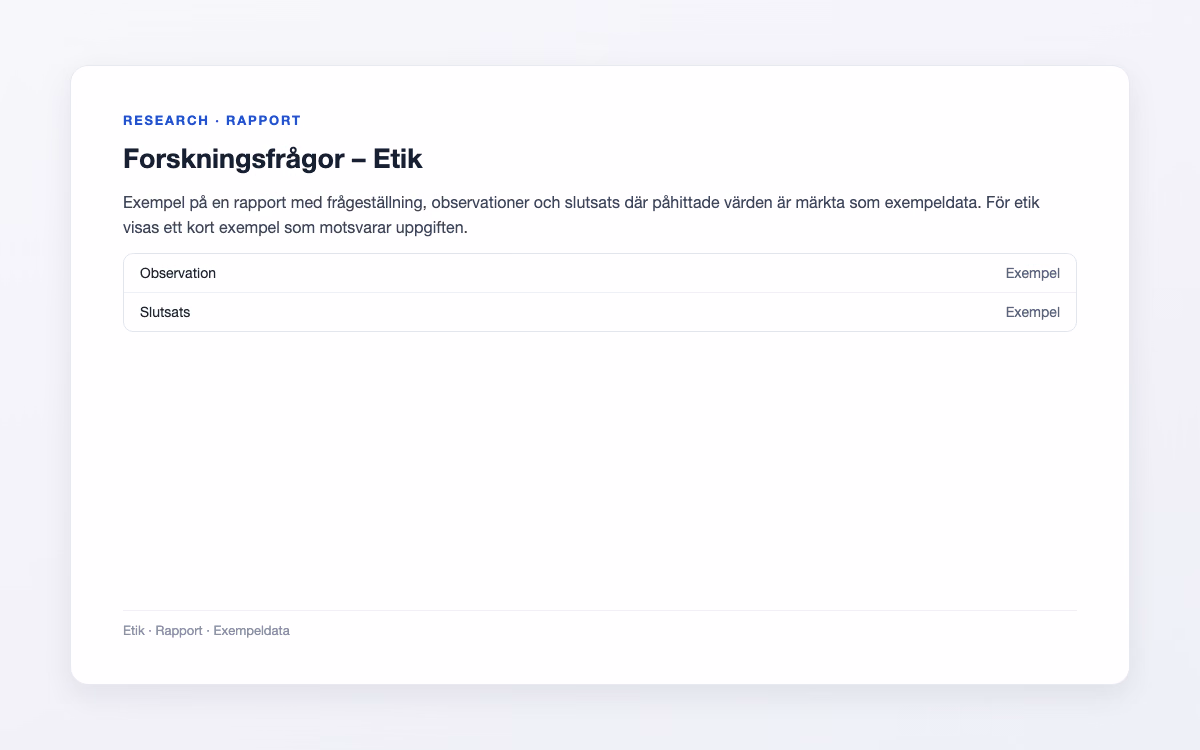 Exempelbild för Etik – Forskningsfrågor