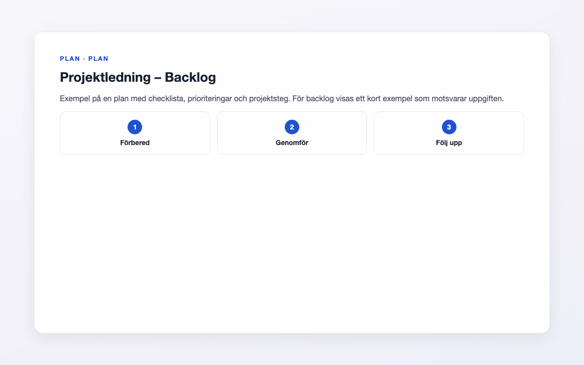 Exempelbild för Backlog – Projektledning