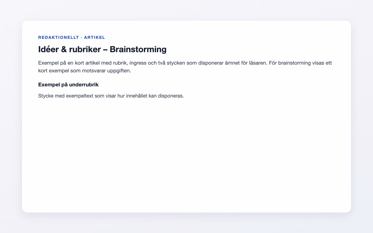 Exempelbild för Brainstorming – Idéer & rubriker