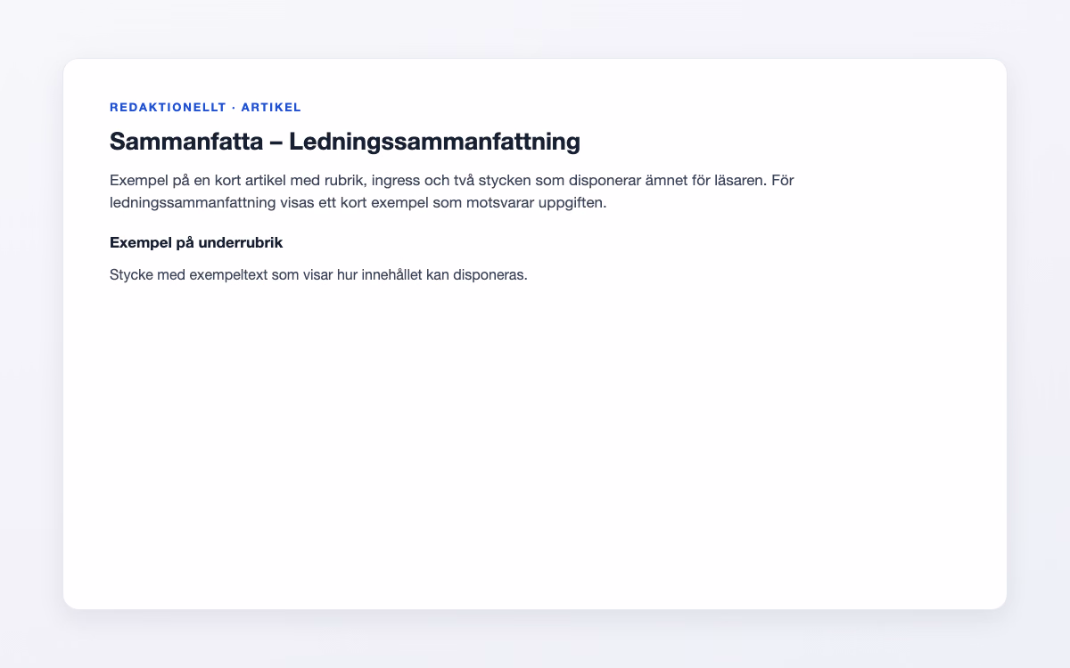 Exempelbild för Ledningssammanfattning – Sammanfatta
