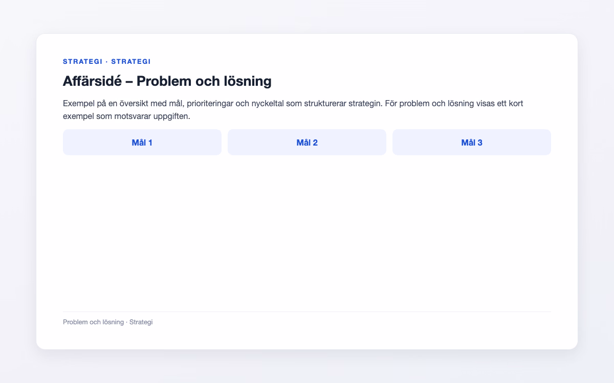 Exempelbild för Problem och lösning – Affärsidé