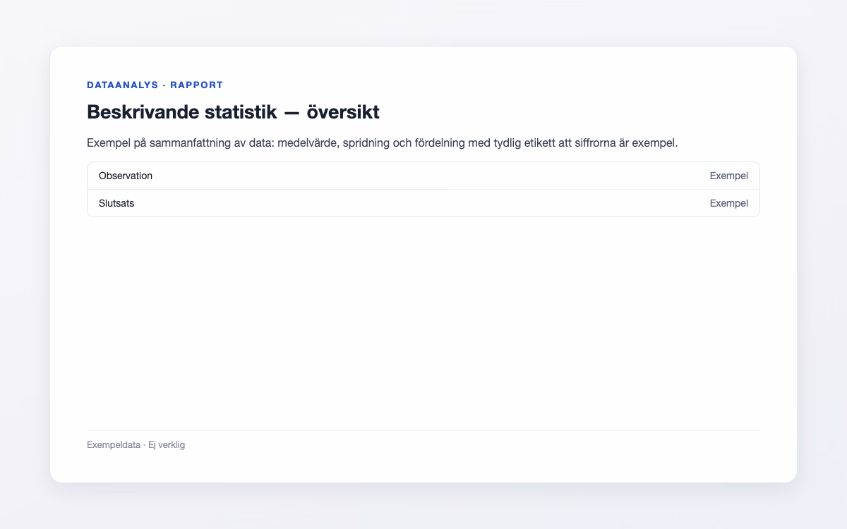Förhandsbild för Beskrivande statistik – Dataanalys