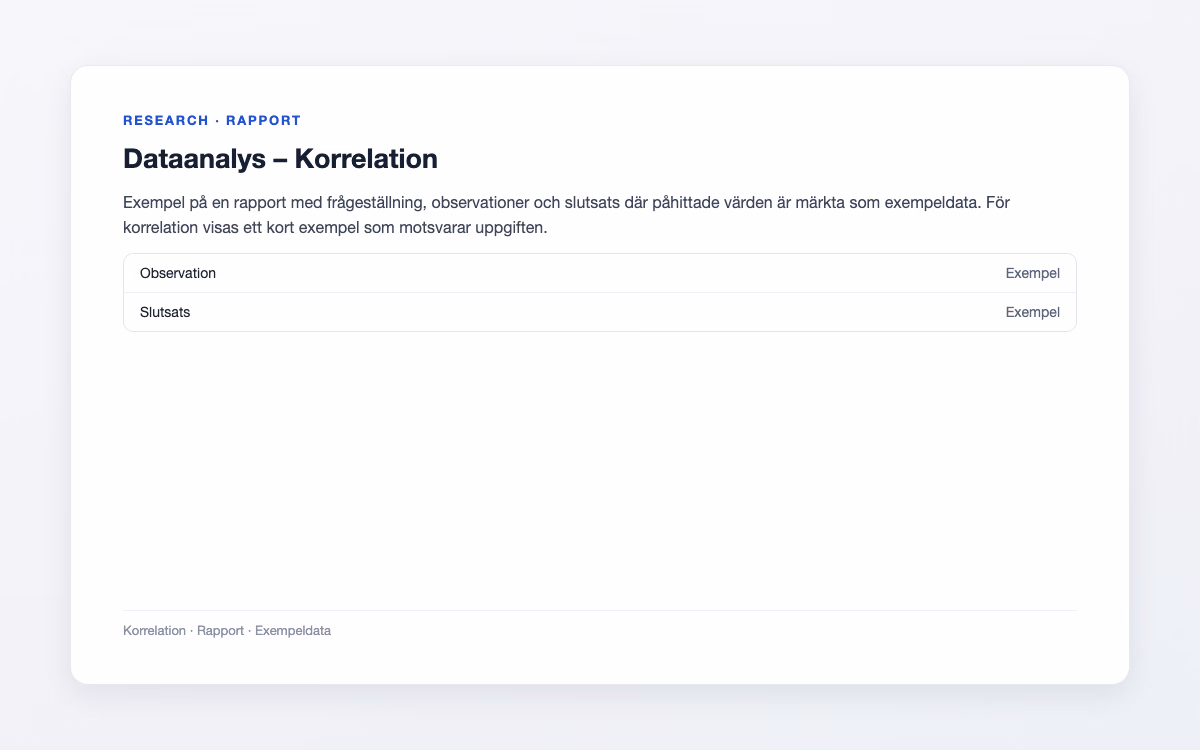 Exempelbild för Korrelation – Dataanalys