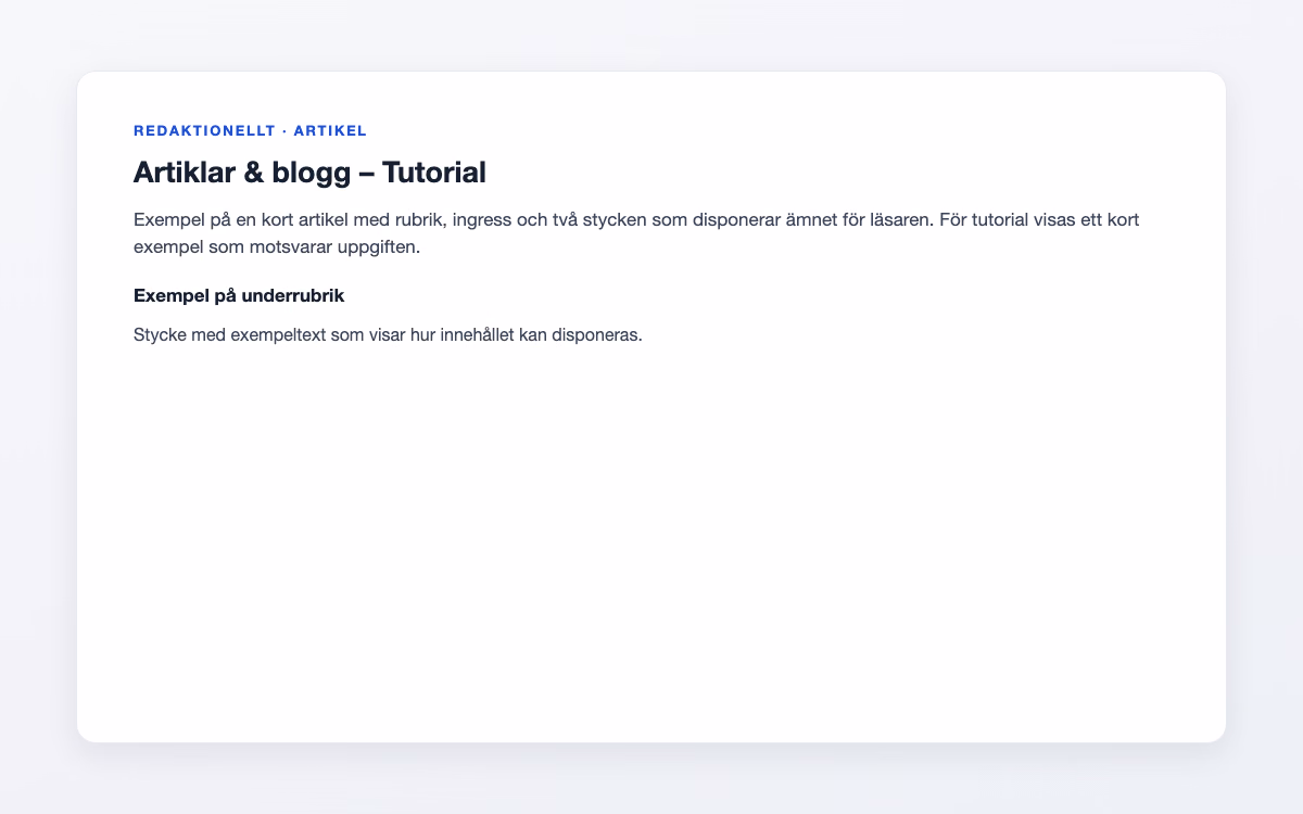 Exempelbild för Tutorial – Artiklar & blogg