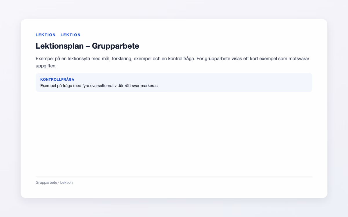 Exempelbild för Grupparbete – Lektionsplan