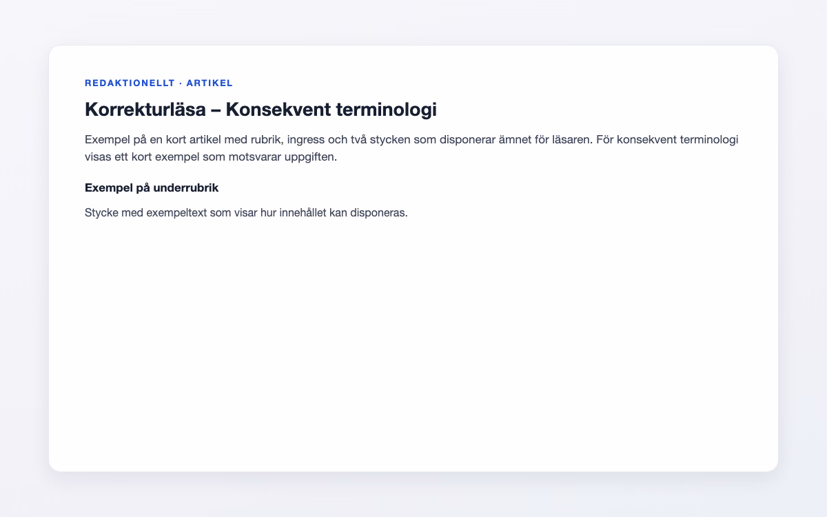 Exempelbild för Konsekvent terminologi – Korrekturläsa