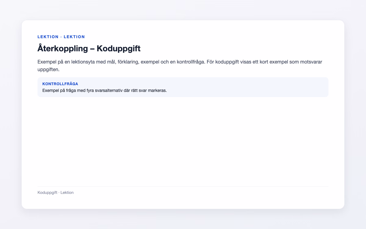 Förhandsbild för Koduppgift – Återkoppling