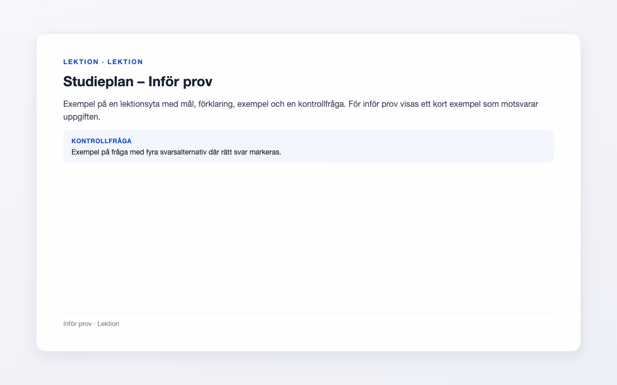 Exempelbild för Inför prov – Studieplan