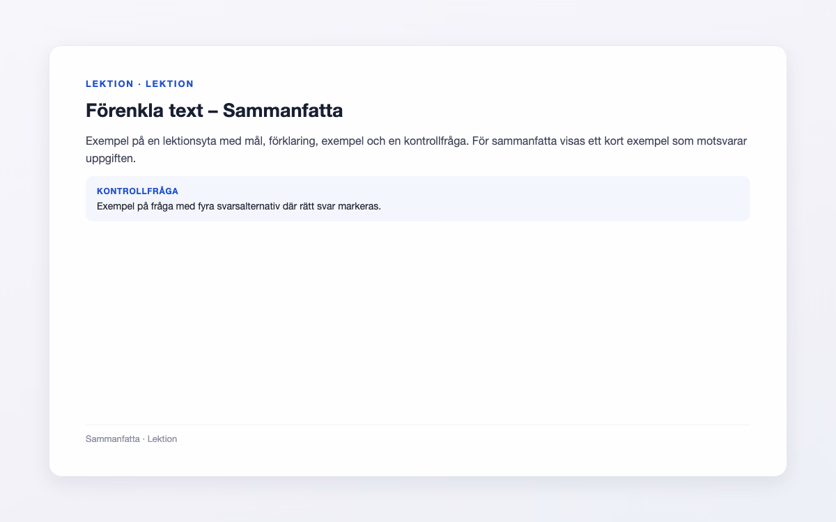 Förhandsbild för Sammanfatta – Förenkla text