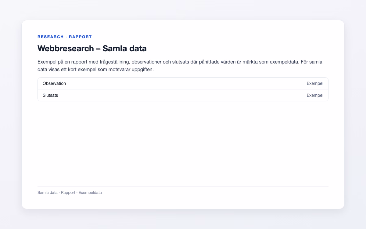 Exempelbild för Samla data – Webbresearch