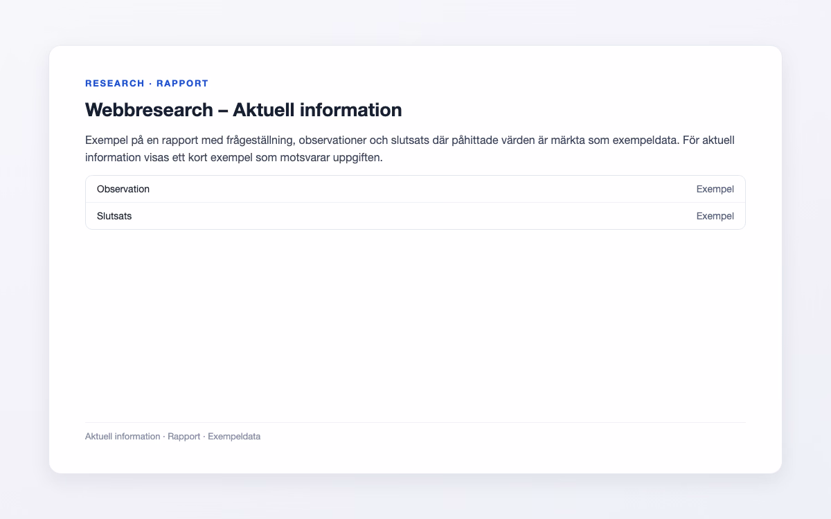 Exempelbild för Aktuell information – Webbresearch