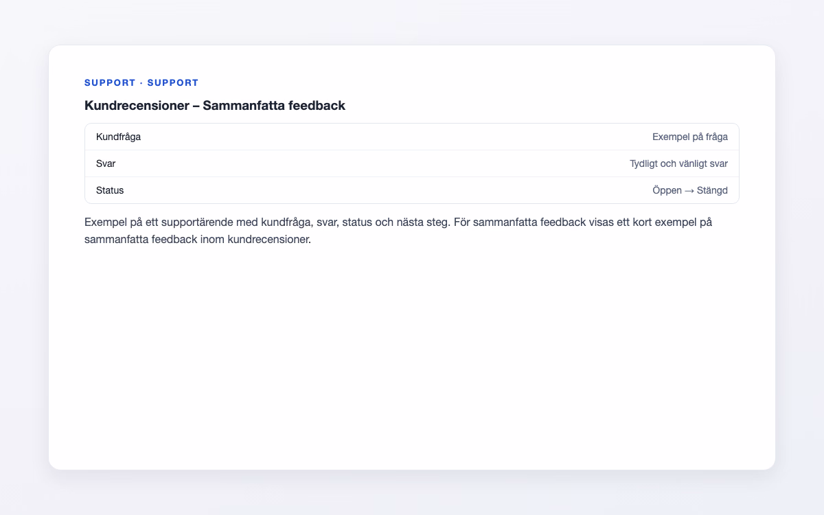 Exempelbild för Sammanfatta feedback – Kundrecensioner