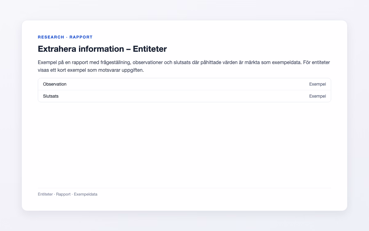 Förhandsbild för Entiteter – Extrahera information