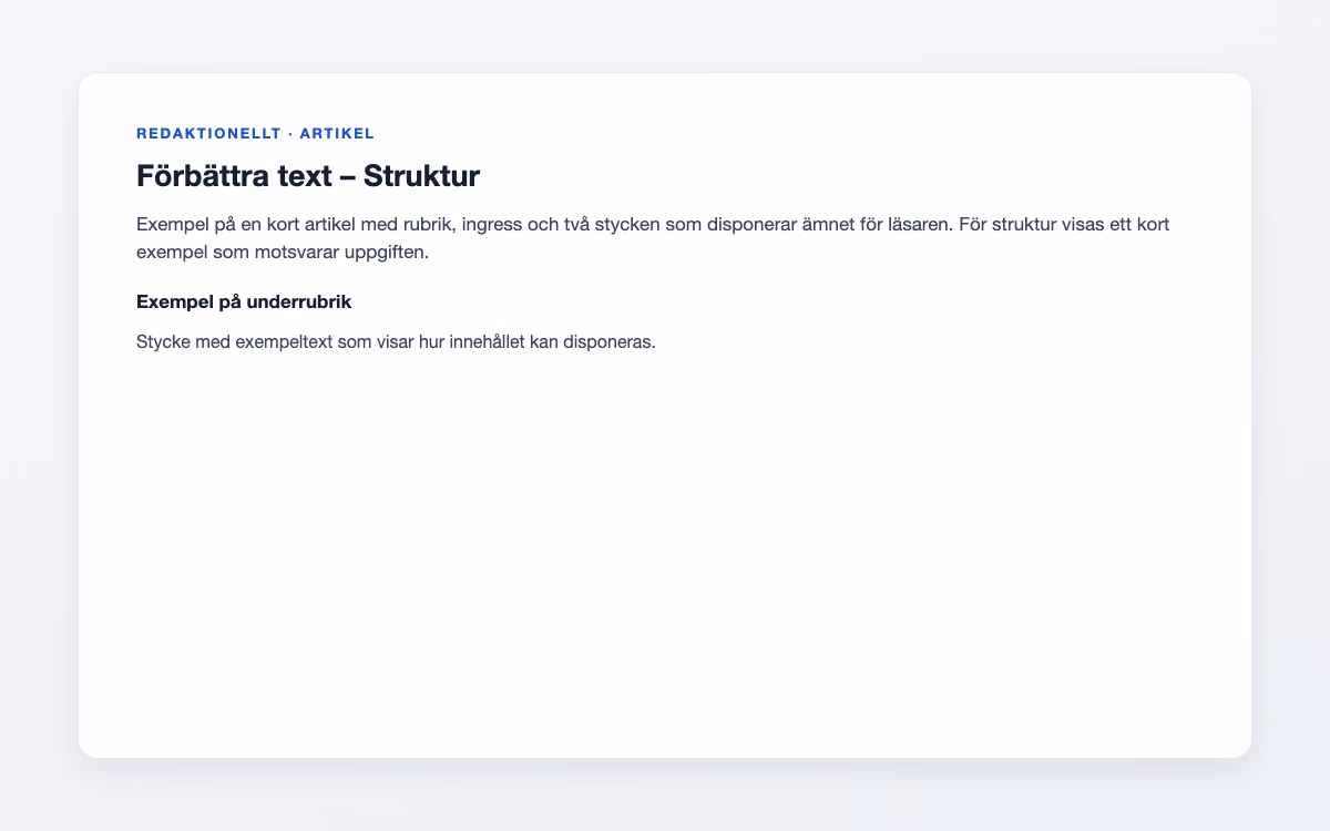 Exempelbild för Struktur – Förbättra text