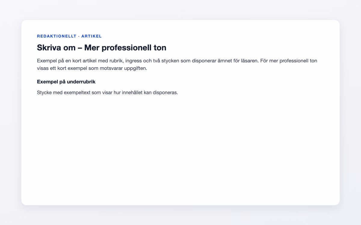 Exempelbild för Mer professionell ton – Skriva om