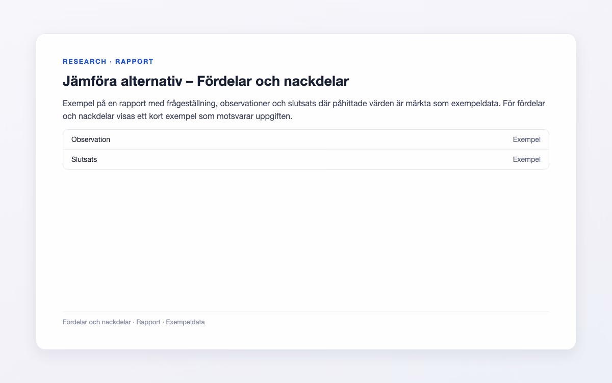 Förhandsbild för Fördelar och nackdelar – Jämföra alternativ