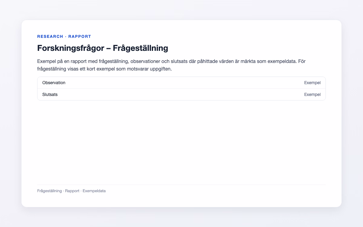 Förhandsbild för Frågeställning – Forskningsfrågor