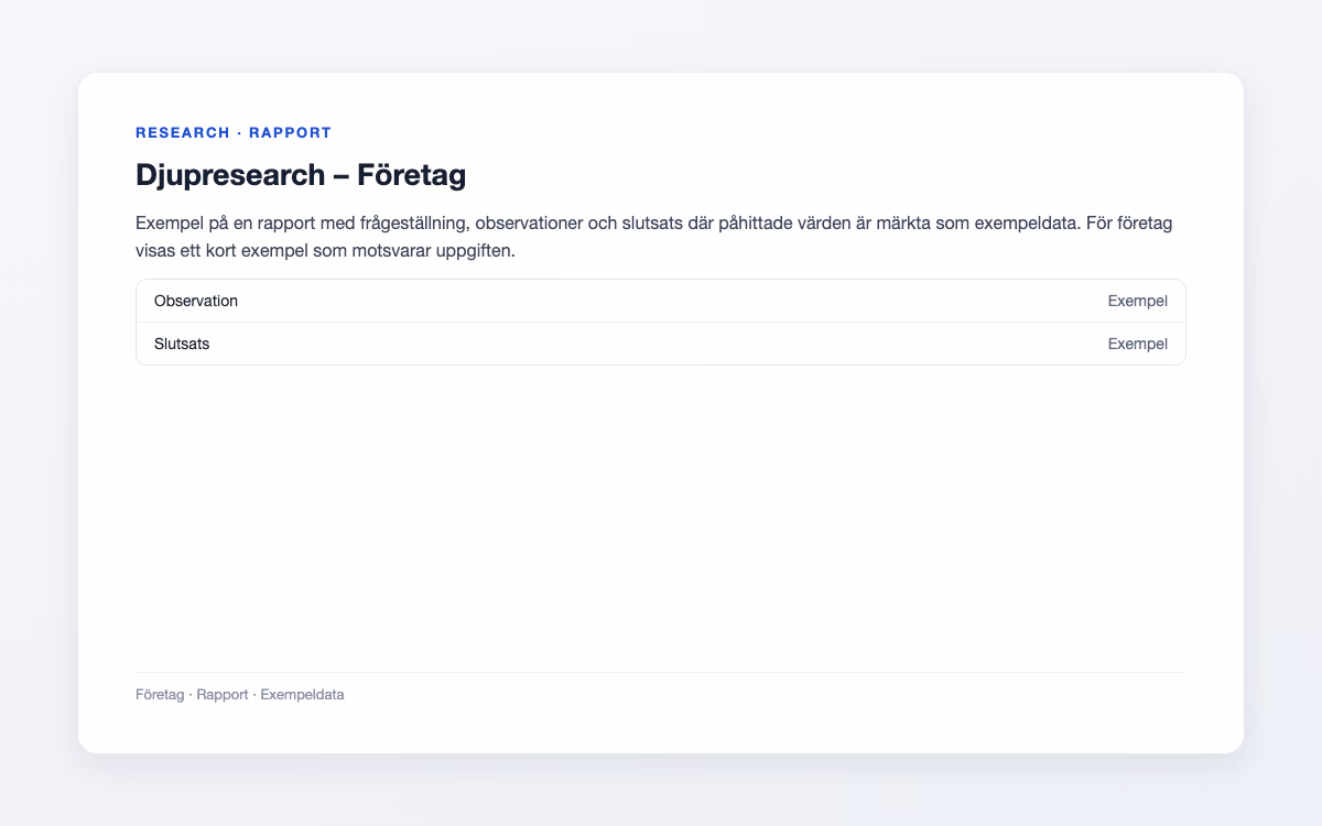 Exempelbild för Företag – Djupresearch