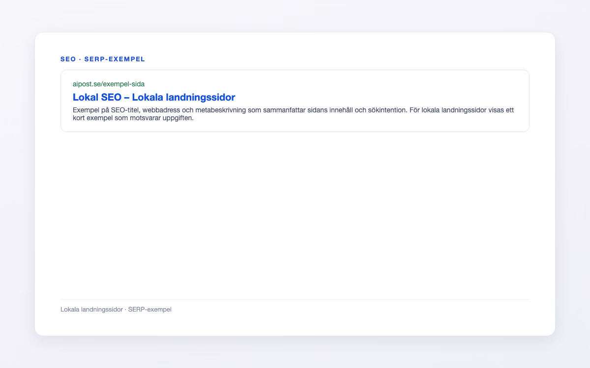 Exempelbild för Lokala landningssidor – Lokal SEO