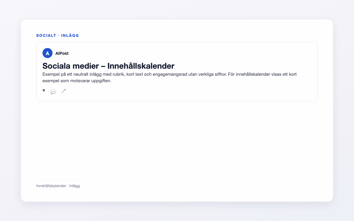 Exempelbild för Innehållskalender – Sociala medier