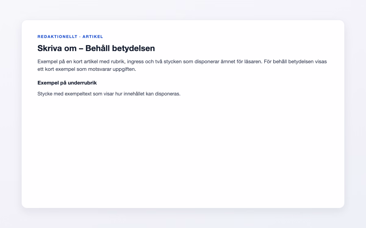 Exempelbild för Behåll betydelsen – Skriva om