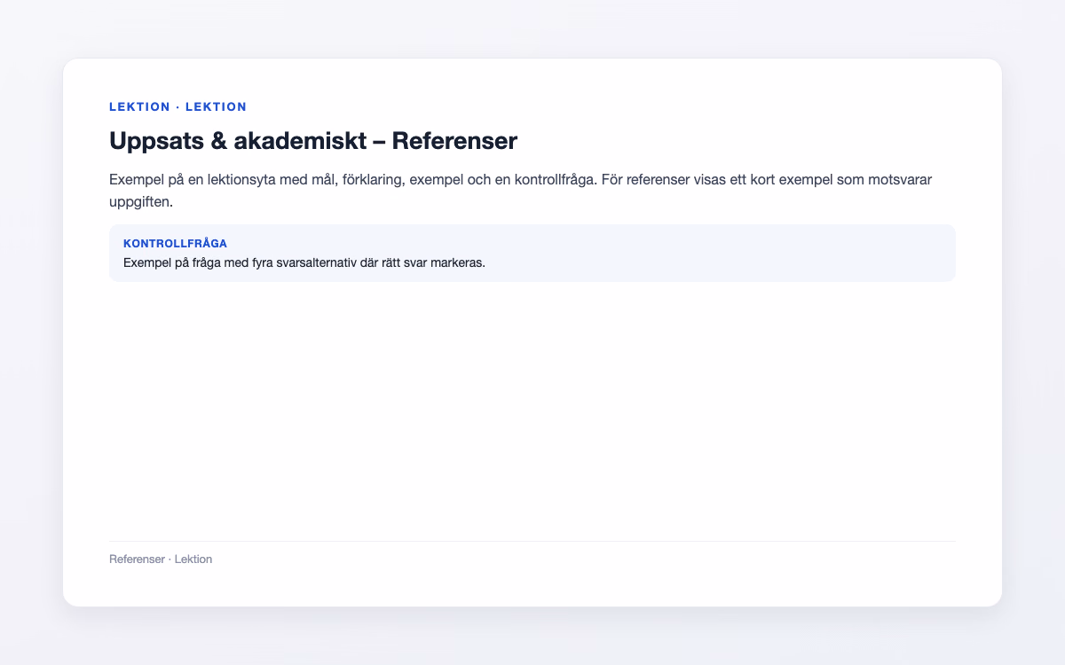 Förhandsbild för Referenser – Uppsats & akademiskt