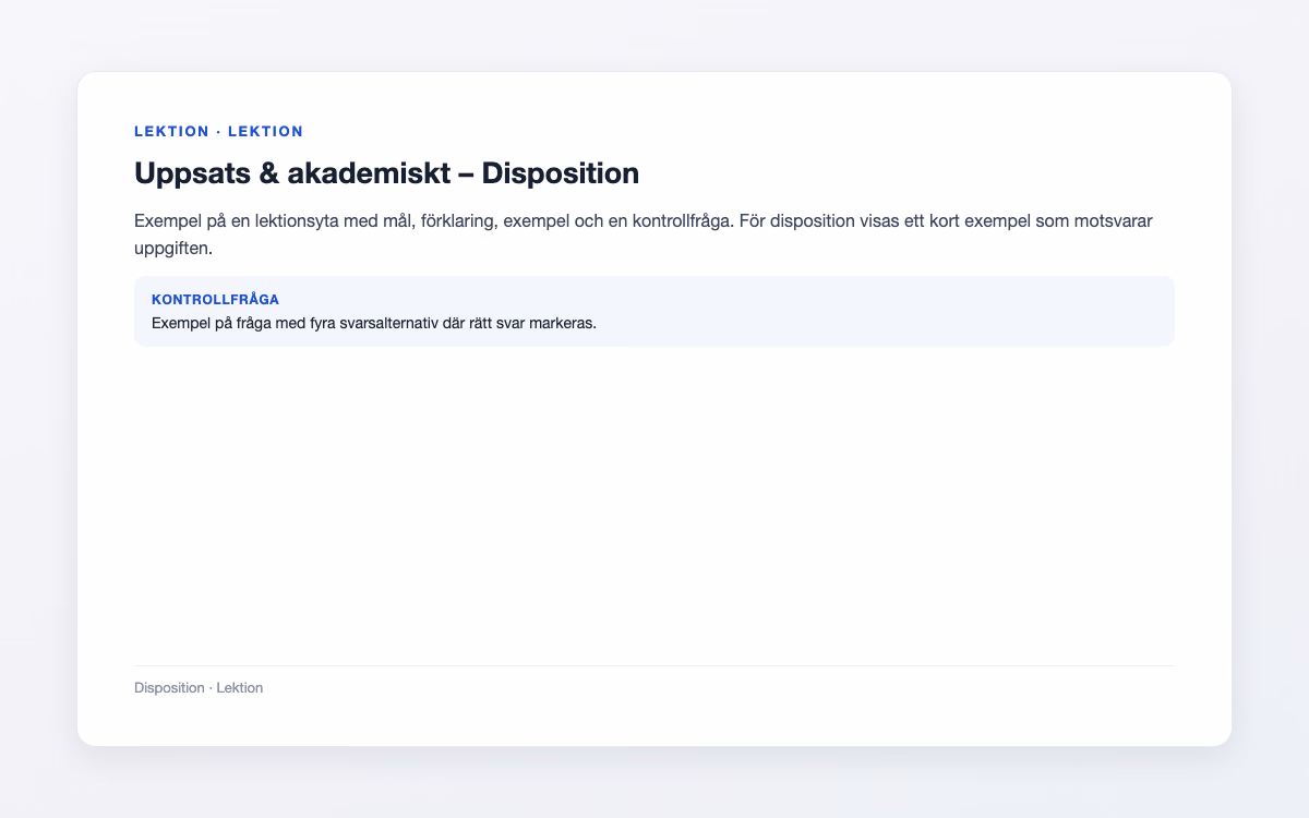 Förhandsbild för Disposition – Uppsats & akademiskt