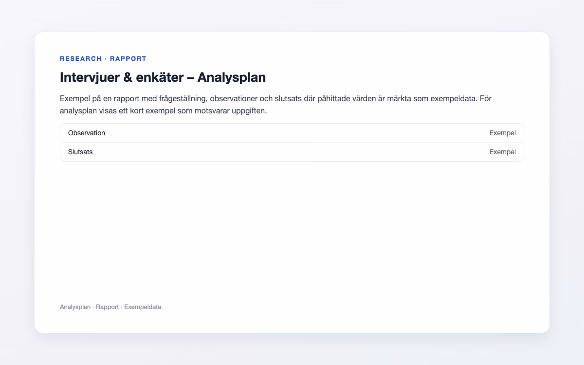 Exempelbild för Analysplan – Intervjuer & enkäter