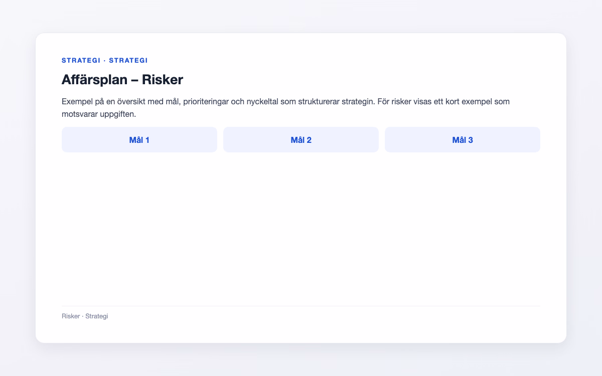 Exempelbild för Risker – Affärsplan