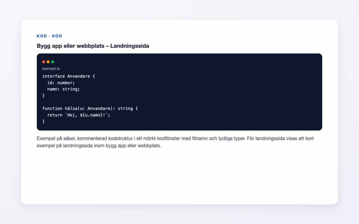 Exempelbild för Landningssida – Bygg app eller webbplats