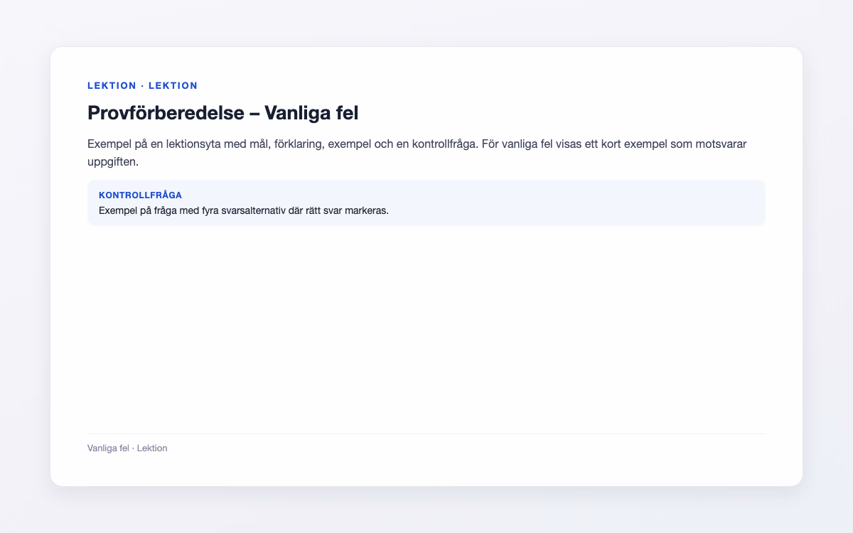 Förhandsbild för Vanliga fel – Provförberedelse