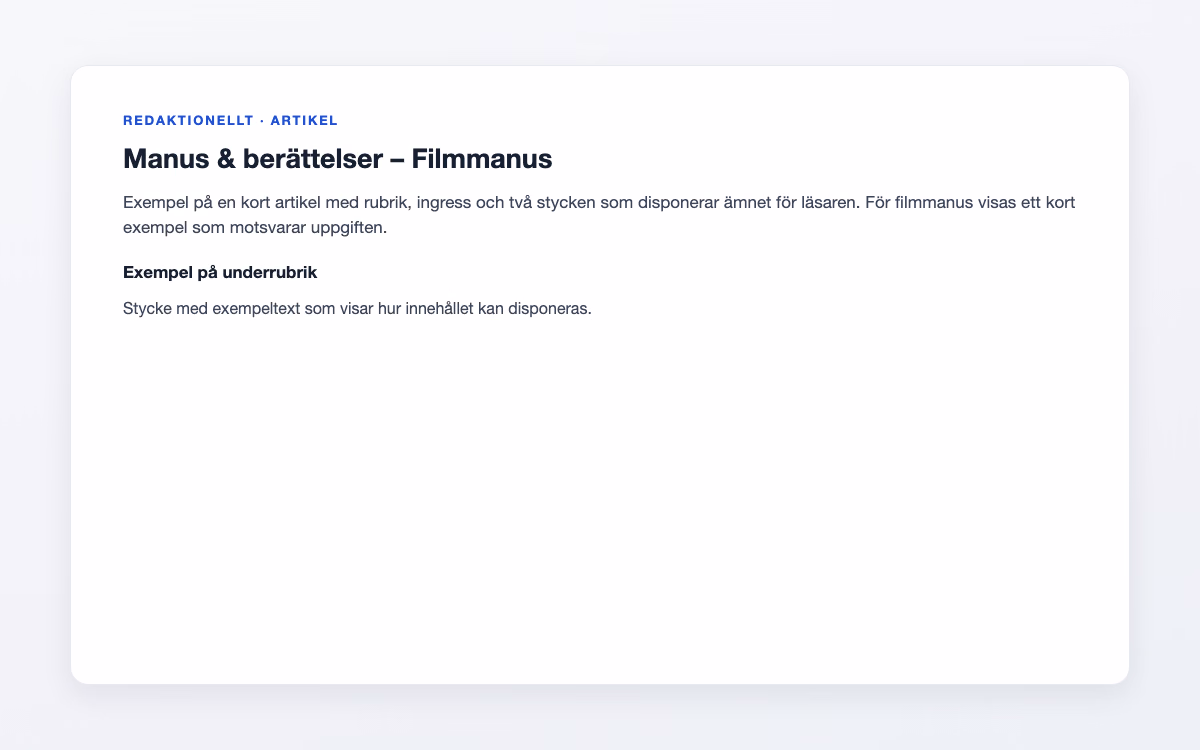 Exempelbild för Filmmanus – Manus & berättelser