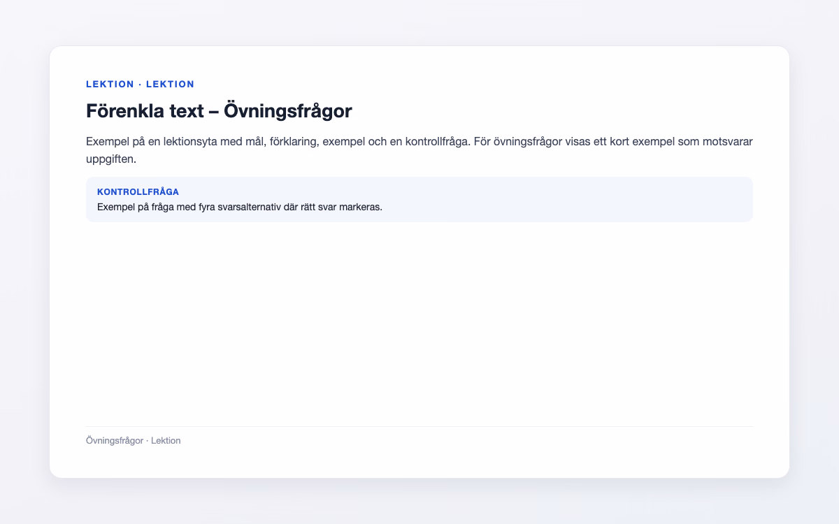 Förhandsbild för Övningsfrågor – Förenkla text