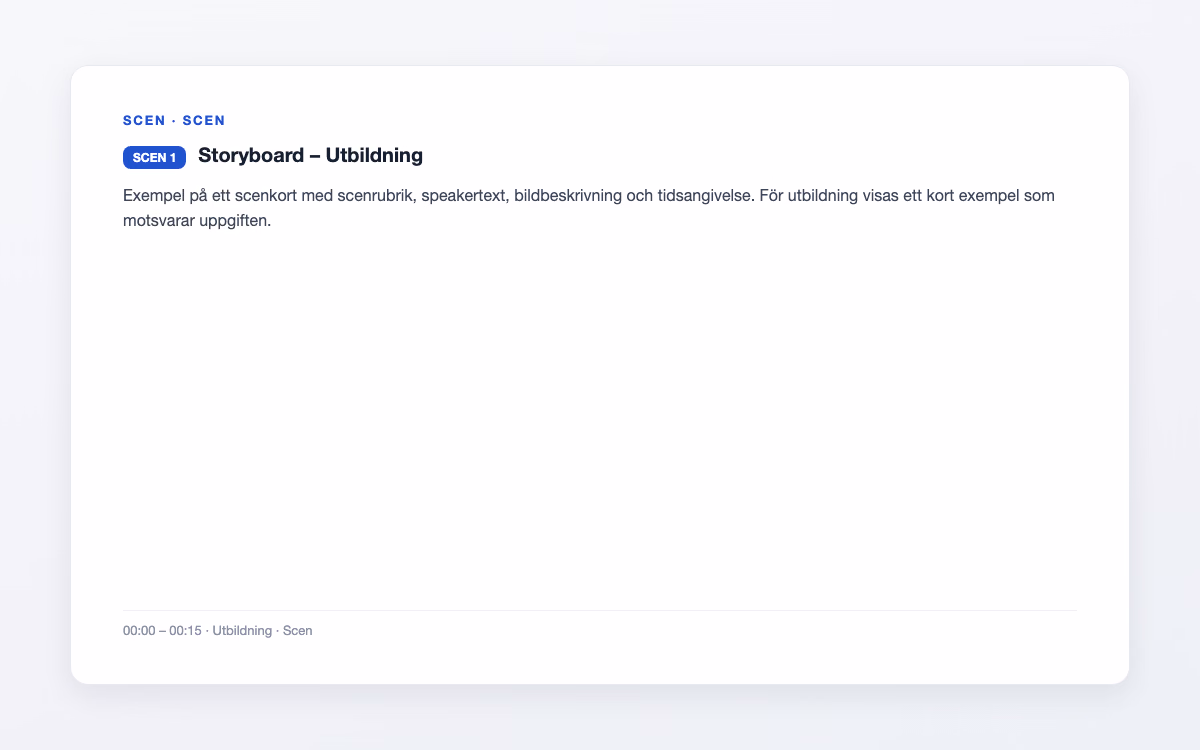 Exempelbild för Utbildning – Storyboard