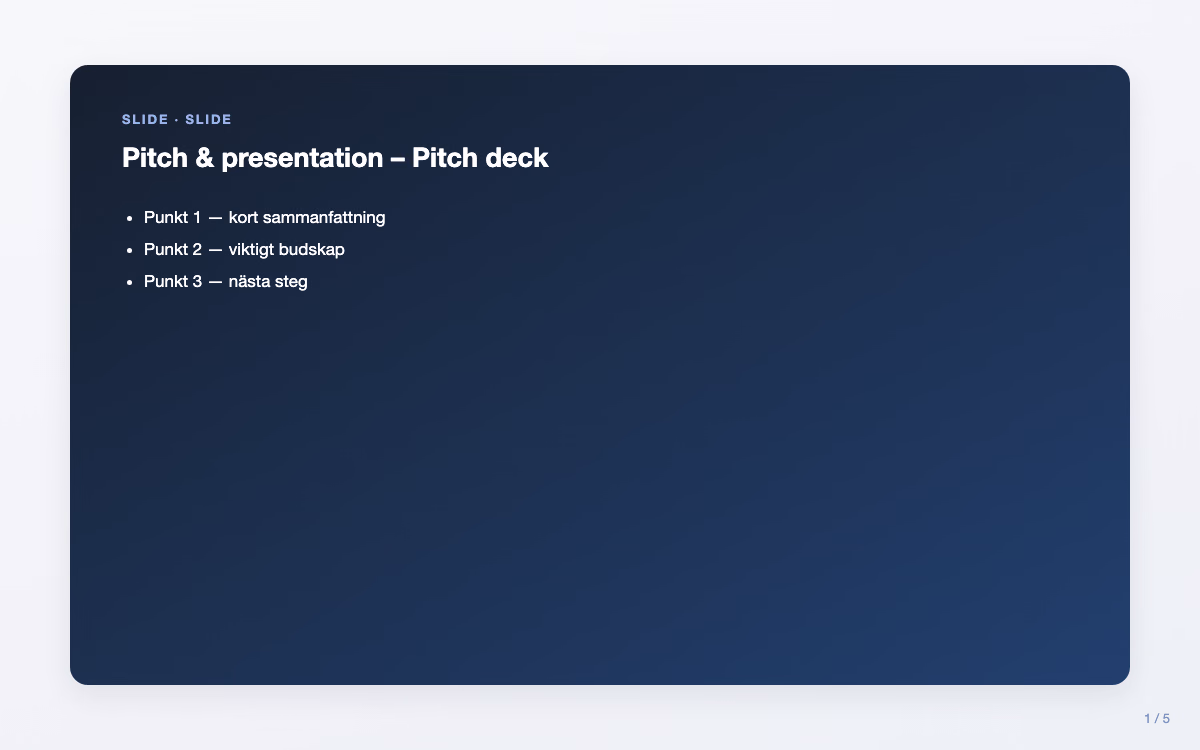Exempelbild för Pitch deck – Pitch & presentation