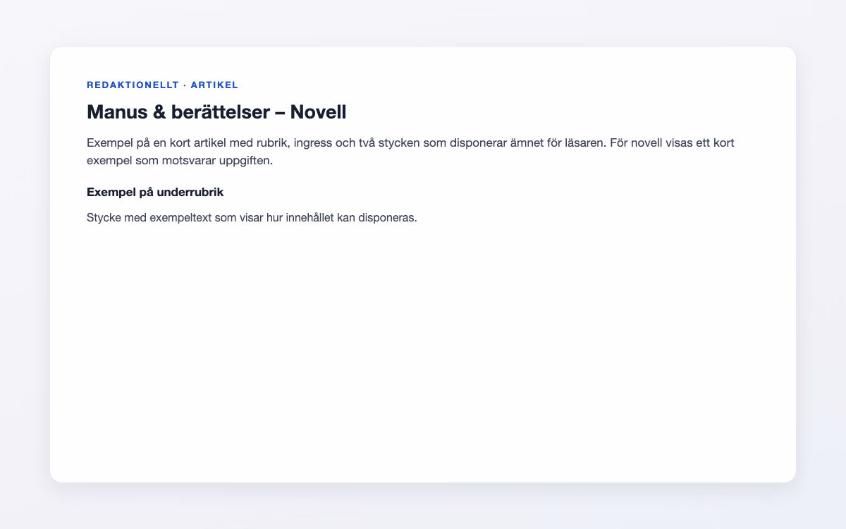 Exempelbild för Novell – Manus & berättelser