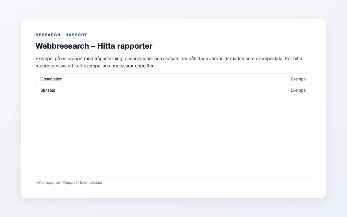 Exempelbild för Hitta rapporter – Webbresearch