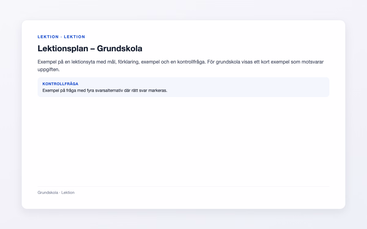 Exempelbild för Grundskola – Lektionsplan