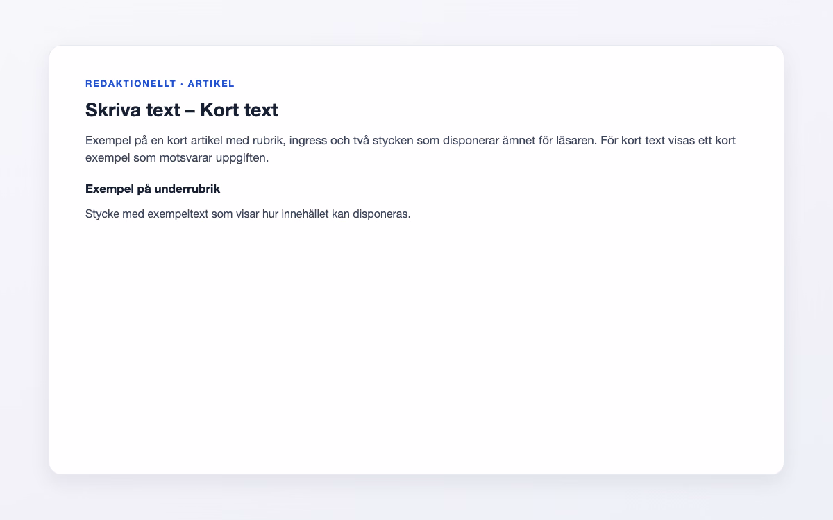 Exempelbild för Kort text – Skriva text