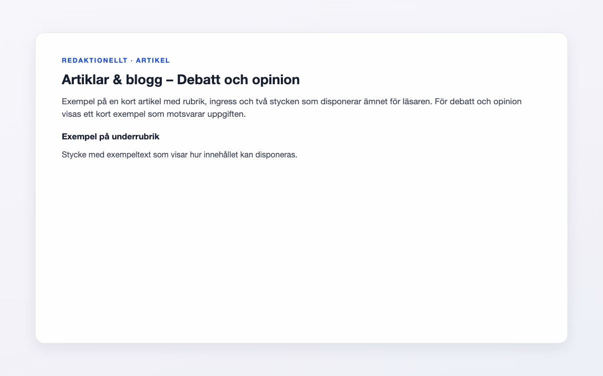 Exempelbild för Debatt och opinion – Artiklar & blogg