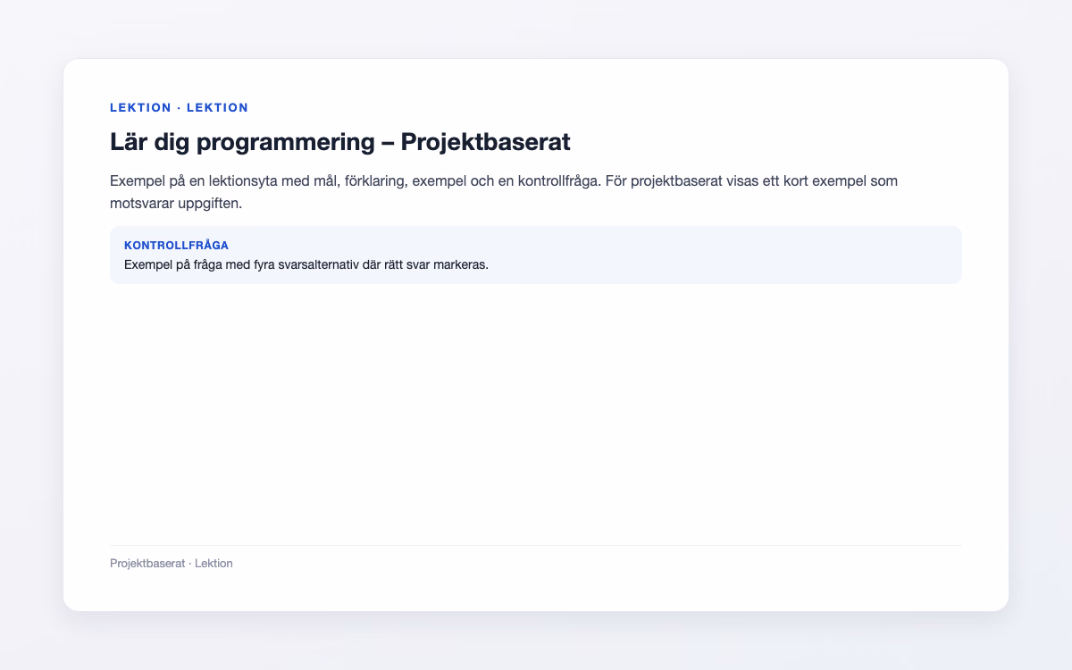 Förhandsbild för Projektbaserat – Lär dig programmering
