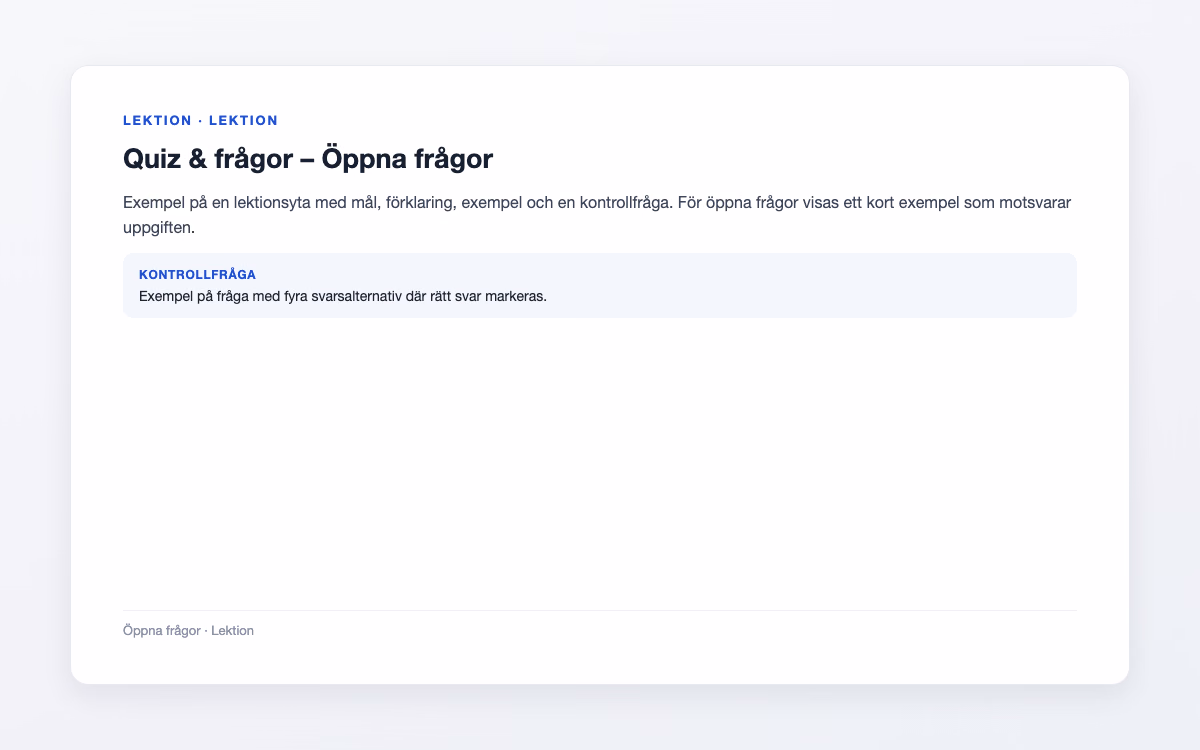 Exempelbild för Öppna frågor – Quiz & frågor