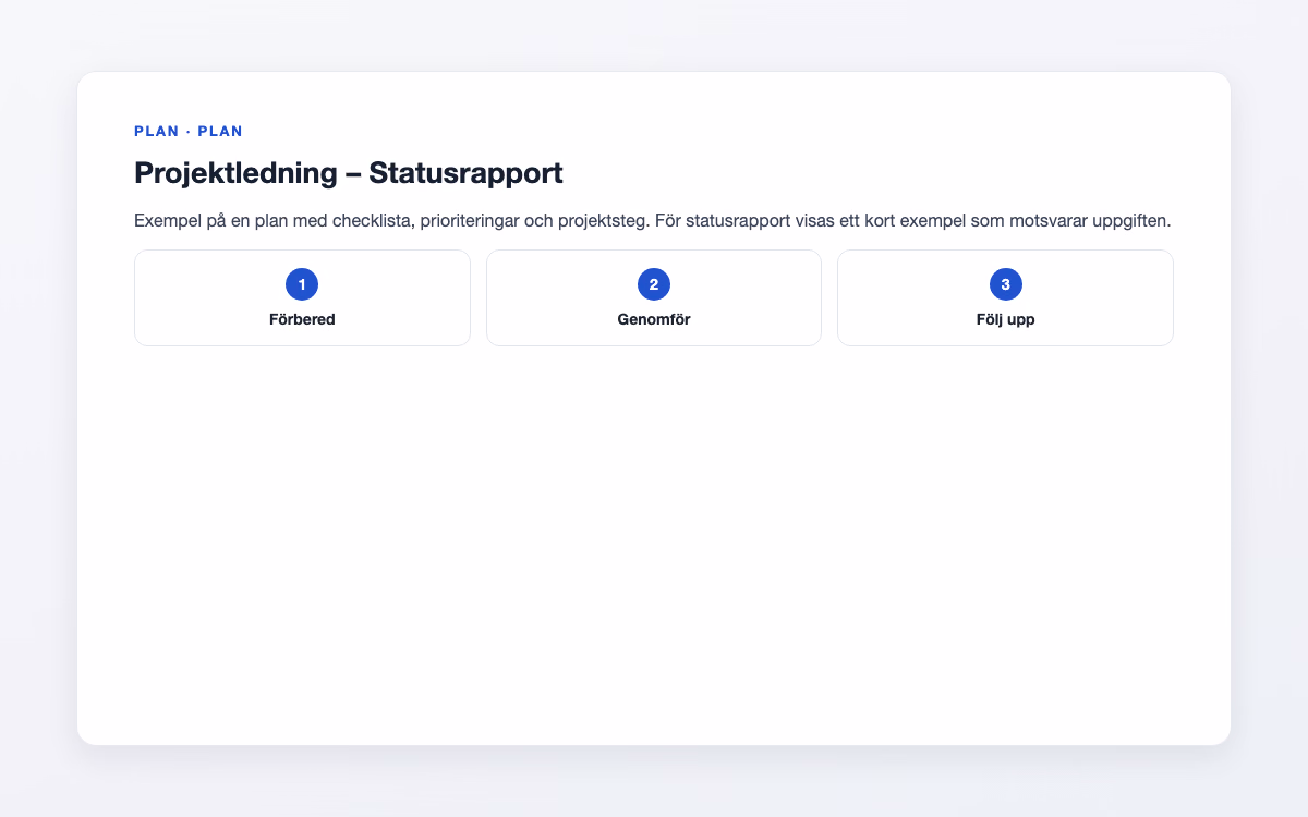 Förhandsbild för Statusrapport – Projektledning