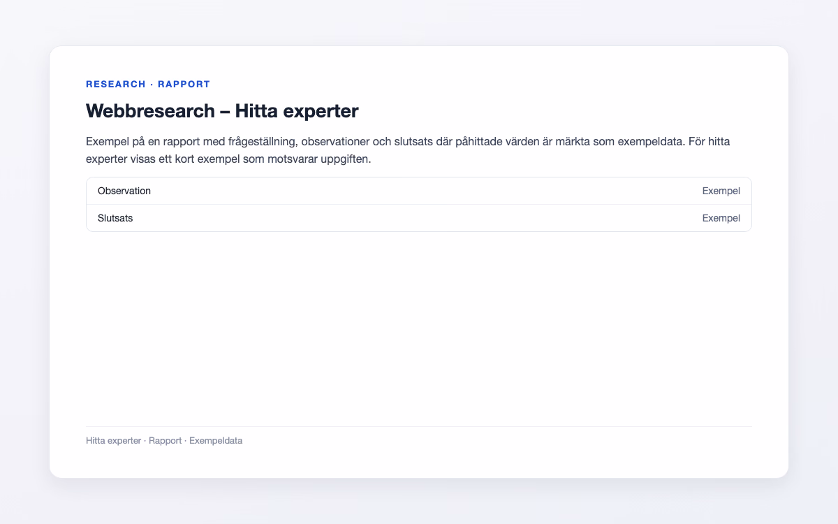 Exempelbild för Hitta experter – Webbresearch