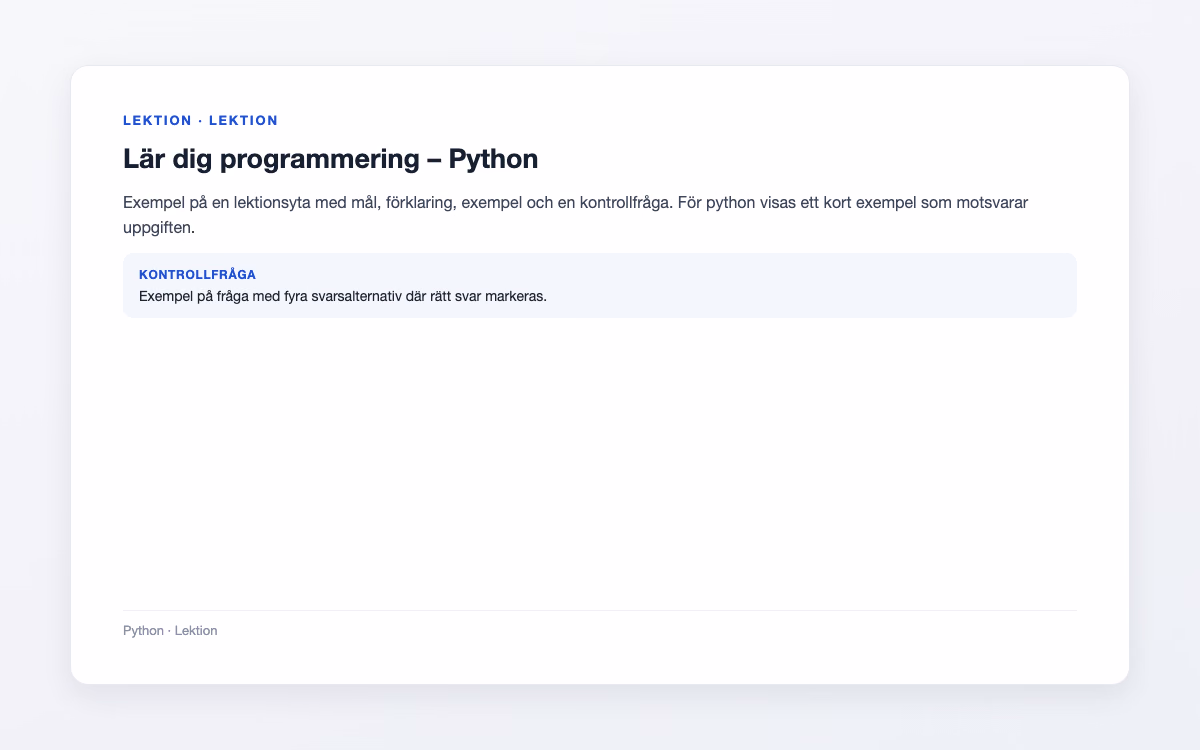 Förhandsbild för Python – Lär dig programmering