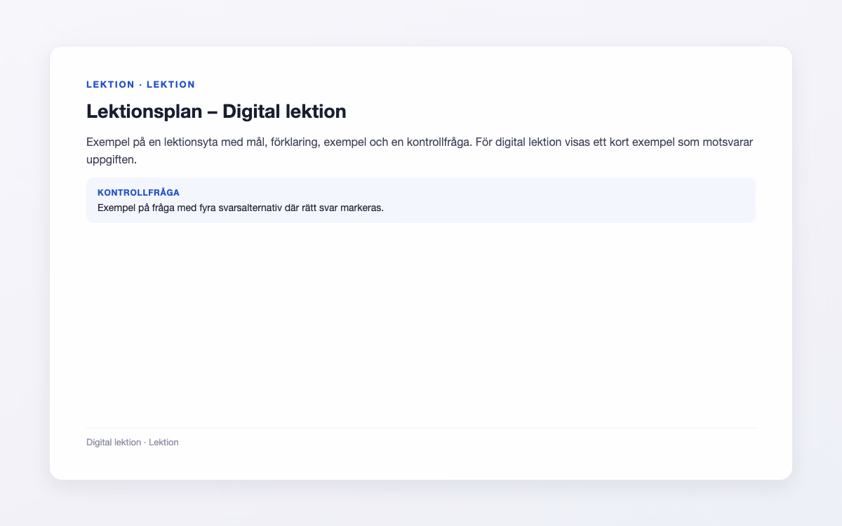 Exempelbild för Digital lektion – Lektionsplan