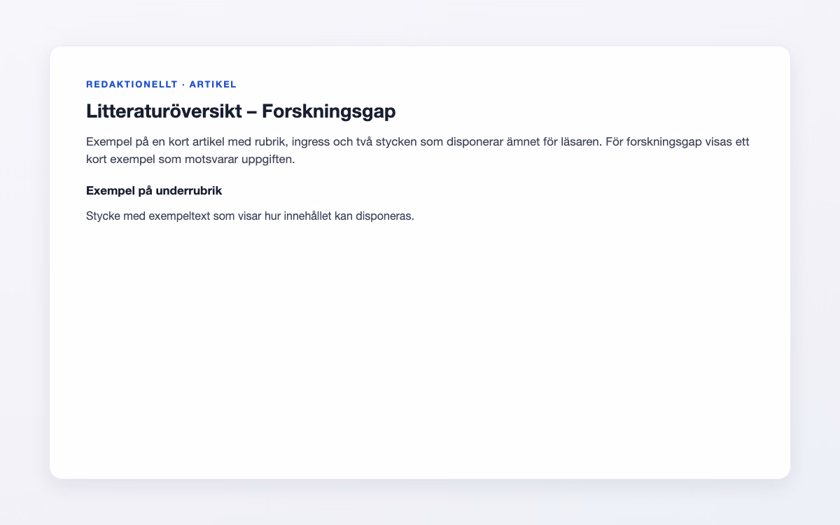 Förhandsbild för Forskningsgap – Litteraturöversikt